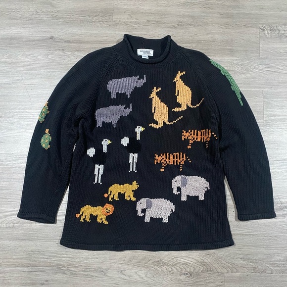 Vintage Richard’s & Jones Noah’s Ark‎ Handknit Sweater Ugly Christmas Biblical - Picture 2 of 8